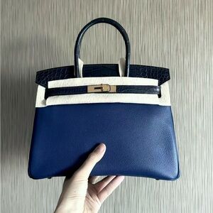Hermes Touch Birkin 30 Midnight Blue Matte alligator